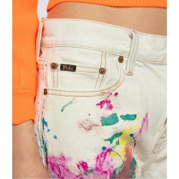 NWT Polo Ralph Lauren Avery Paint Splatter Boyfriend Jeans 27 - Picture 3 of 12
